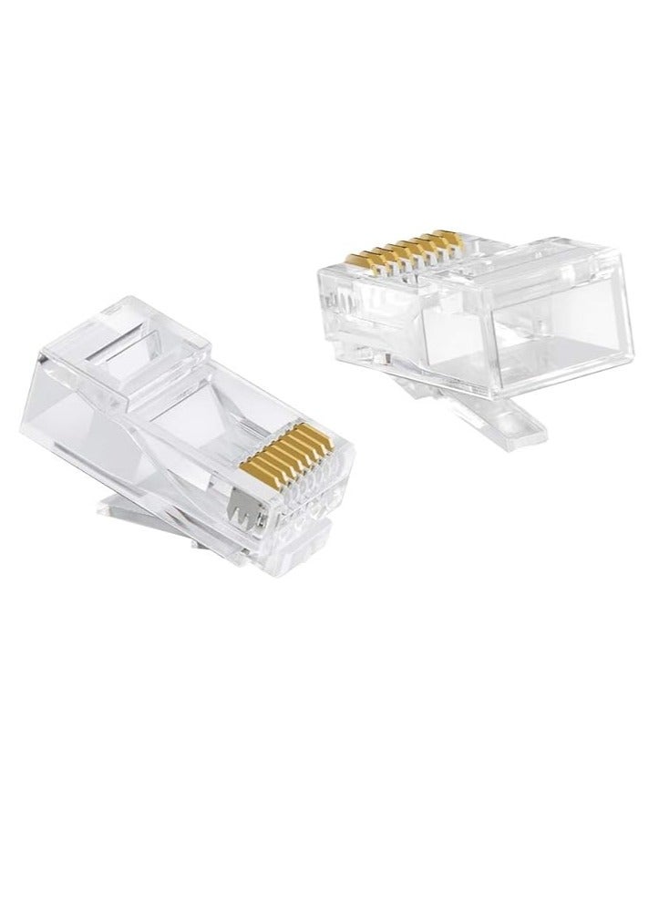 مجموعة موصلات وحدات CAT6 RJ45 مكونة من 100 قطعة شفاف/ذهبي - Image 1