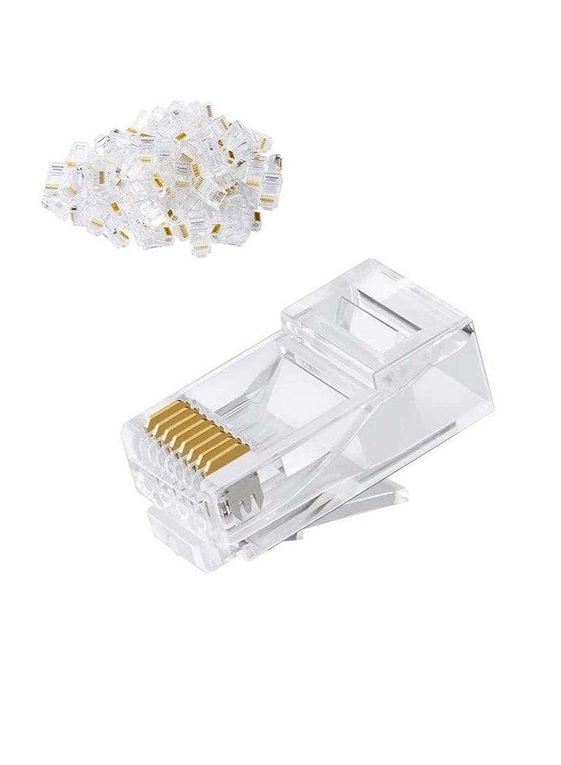 مجموعة موصلات وحدات CAT6 RJ45 مكونة من 100 قطعة شفاف/ذهبي - Image 2