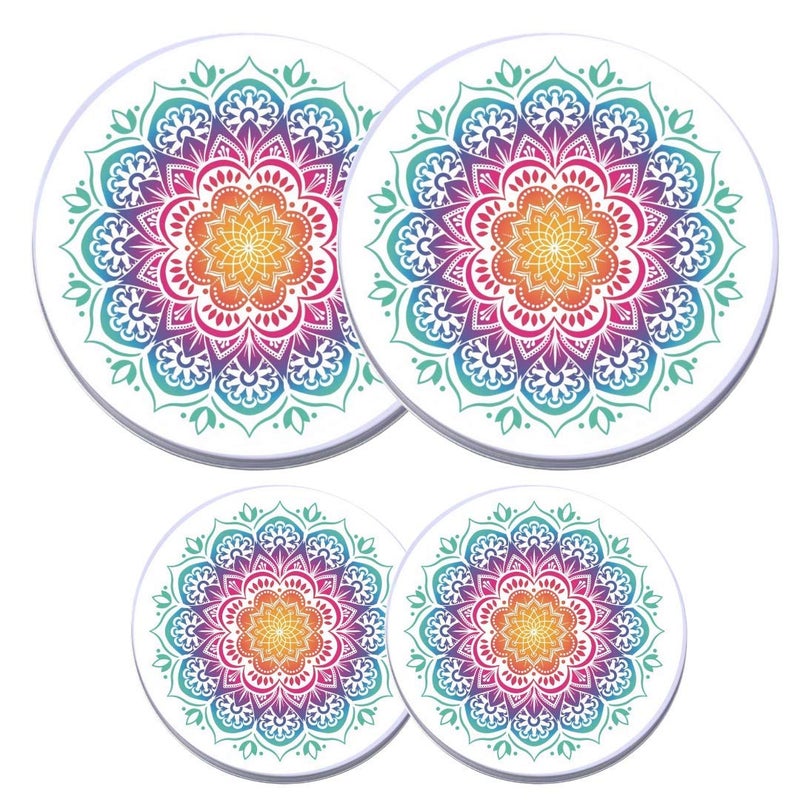 Electric Stove Burner Covers  Protect Stovetop  Set of 4 10 and 8 inches  Multicolored Mandala