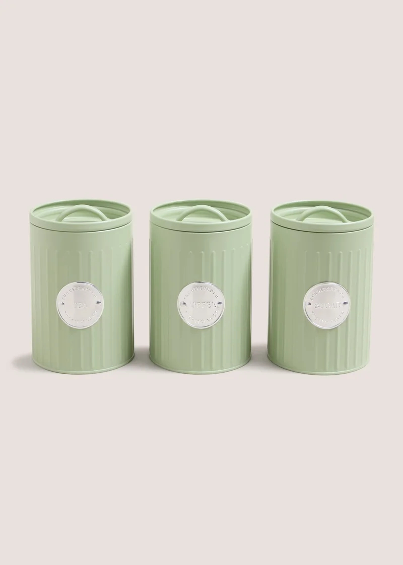 ماتلان White Tea/Coffee/Sugar Canisters (15cm x 11cm) Green