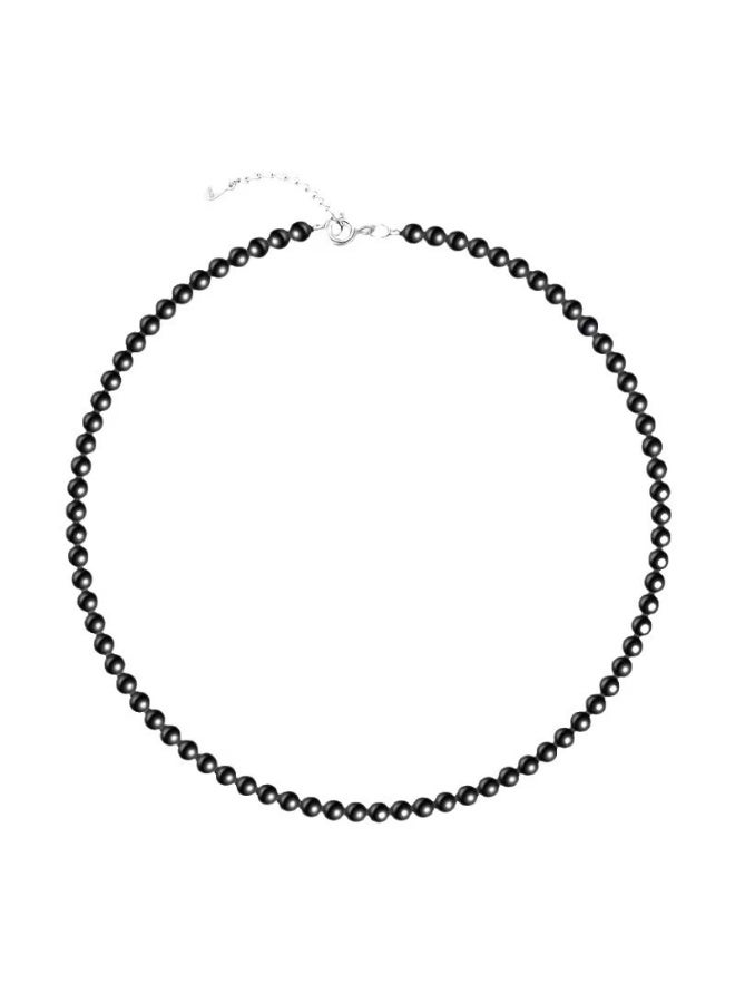 جلوسكي Black Glass Pearl Choker Necklace for Women – Elegant Faux Pearl Collar, Minimalist Vintage-Inspired Jewelry, Formal/Daily Wear - Image 3