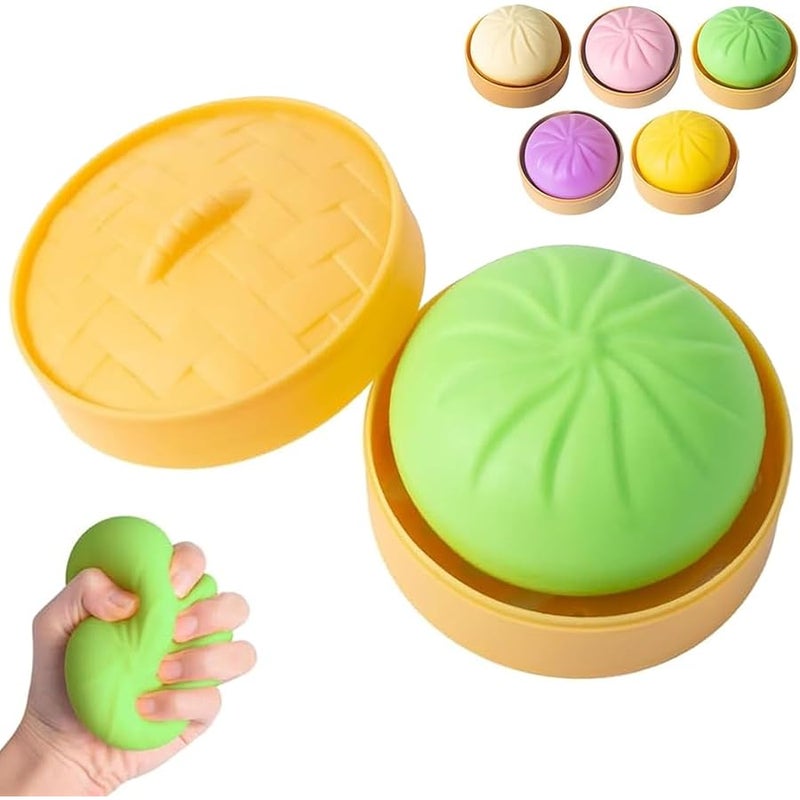 Traboto Colorful Dumpling Stress Balls Fidget Toys for Adults & Teens, Mystery Soft Dumpling Squeeze Toy Box, Sensory Stress Relief Squeeze Toys (Green) - Image 1