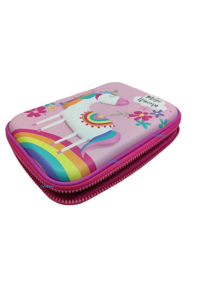 فنبلاست حافظة أقلام يونيكورن من فن بلاست للأطفال - حافظة أقلام متعددة الأغراض بسحاب من القماش الصلب، وحقيبة أقلام وحقيبة أقلام للوازم المدرسية للأطفال (وردي) - Image 4