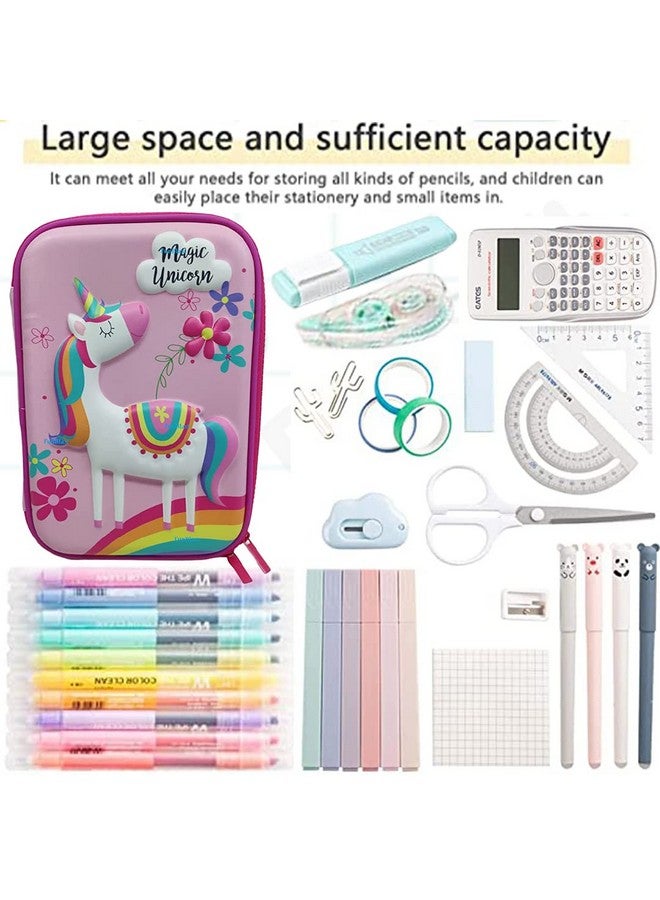 فنبلاست حافظة أقلام يونيكورن من فن بلاست للأطفال - حافظة أقلام متعددة الأغراض بسحاب من القماش الصلب، وحقيبة أقلام وحقيبة أقلام للوازم المدرسية للأطفال (وردي) - Image 3