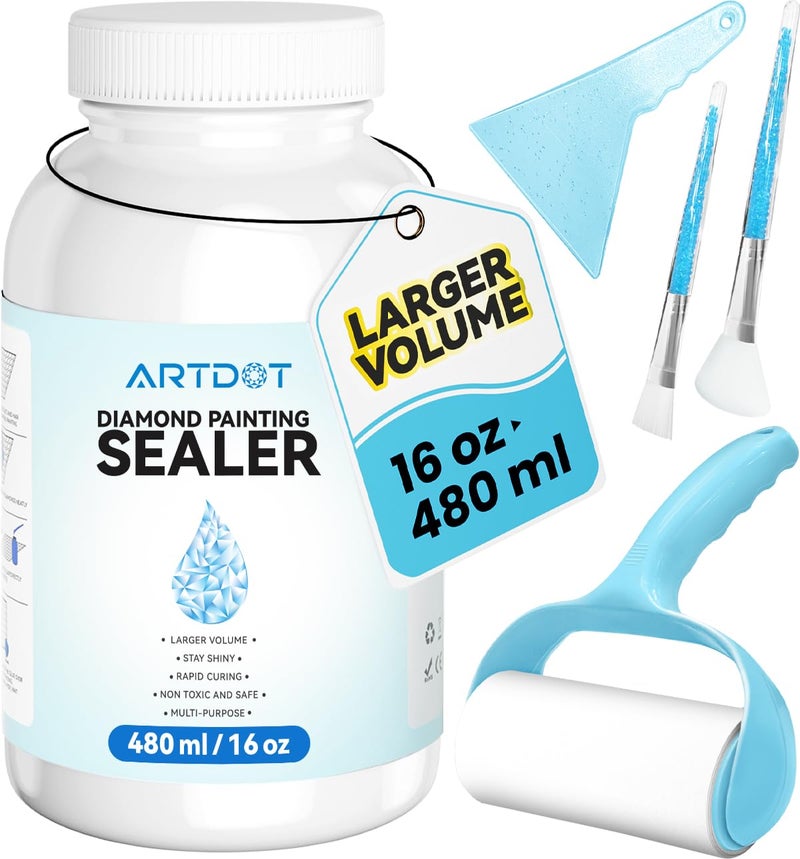 ARTDOT 480 مل مجموعة مواد لاصقة للفن الماسي للبالغين، لاصق سعة كبيرة للفن الكريستالي كملحقات للرسم بالماس وأدوات الألغاز