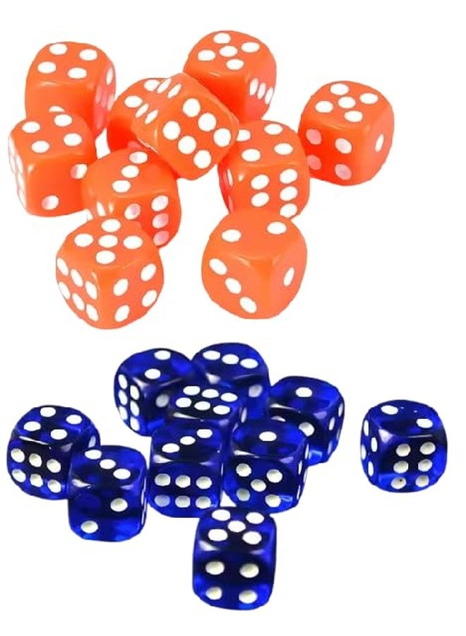 ISHARAA Six Sided 16mm Multicolour Transparent Nevy Blue & Orange Colour Combo Dice for Ludo, Maths Learning, (2 Colour Combo Dice Set) Pack of 18pcs - Image 1