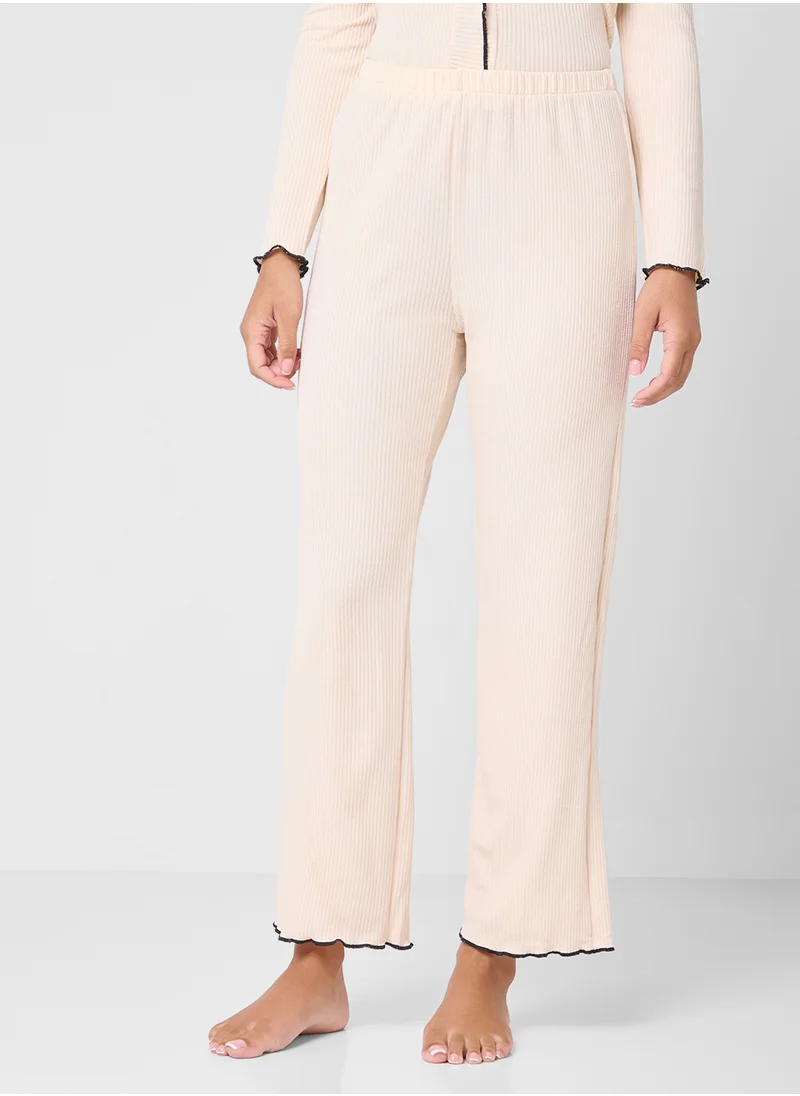 Ginger Button Down Pyjama Set With Contrast Trim