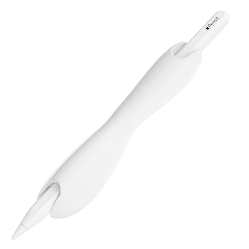 ELETIUO Grip Compatible with Apple Pencil Pro,1st/2nd Generation,USB-C Model,Protective Silicone Sleeve Cover Ergonomic Dual-Head Design Compatible with Magnetic Charging and Double Tap,White - Image 1