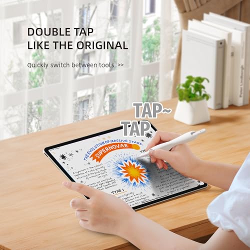 ELETIUO Grip Compatible with Apple Pencil Pro,1st/2nd Generation,USB-C Model,Protective Silicone Sleeve Cover Ergonomic Dual-Head Design Compatible with Magnetic Charging and Double Tap,White - Image 5