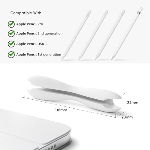 ELETIUO Grip Compatible with Apple Pencil Pro,1st/2nd Generation,USB-C Model,Protective Silicone Sleeve Cover Ergonomic Dual-Head Design Compatible with Magnetic Charging and Double Tap,White - Image 2