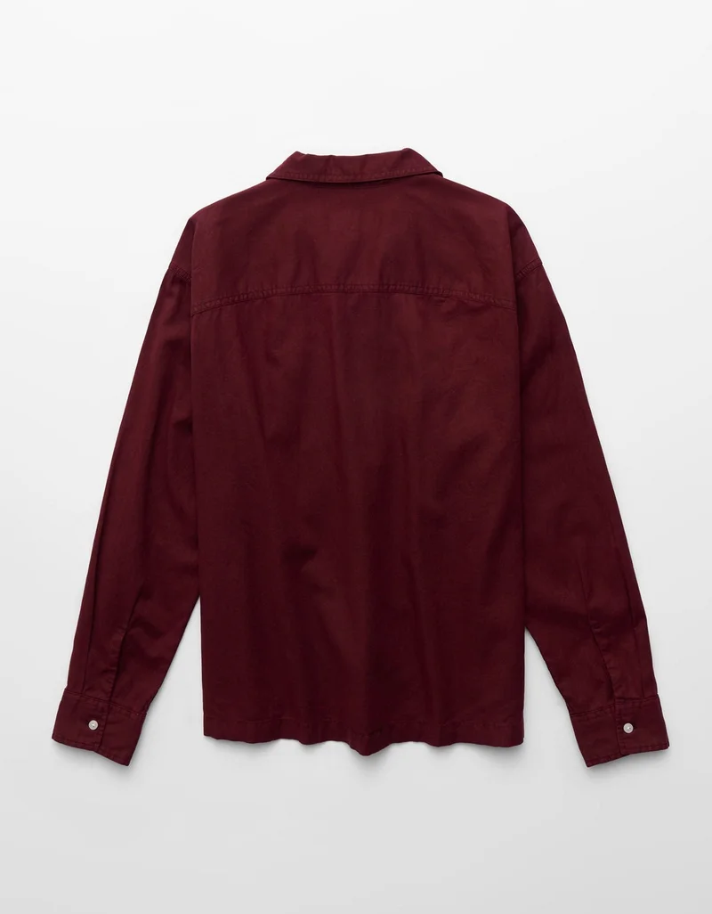 American Eagle  AE Relaxed Fit Linen-Blend Popover Shirt for Men | Best Price UAE
