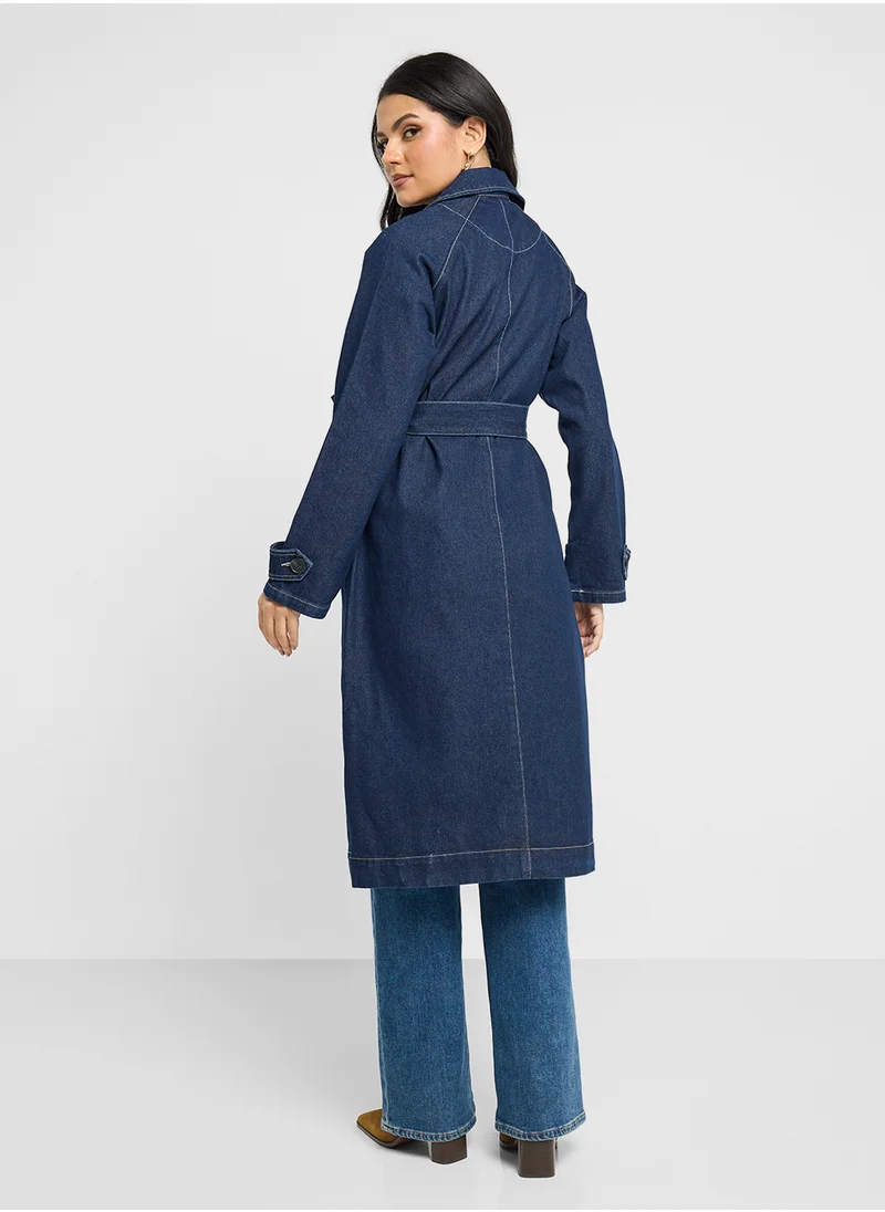 فيرو مودا Longline Denim Coat