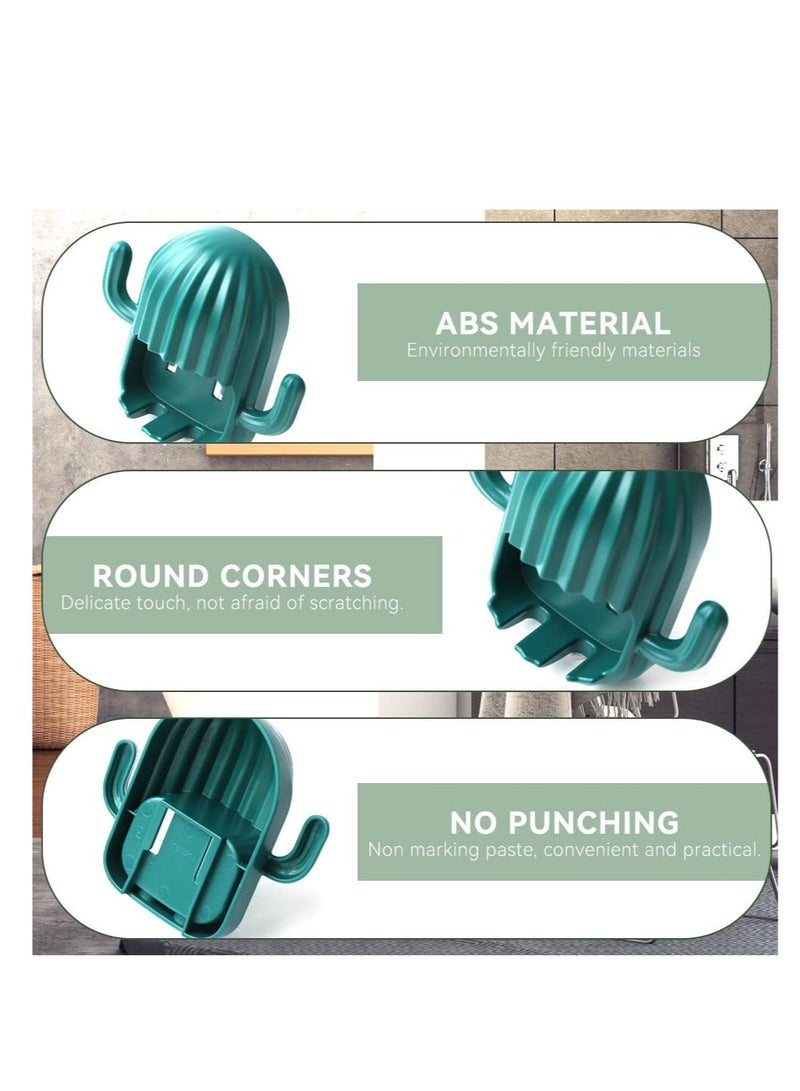 Excefore حامل فرشاة أسنان، حامل فرشاة أسنان مثبت على الحائط، 4 قطع تصميم صبار حامل فرشاة أسنان، حامل فرشاة أسنان ذاتية اللصق، بفتحتين، بدون حفر، للحمام والمطبخ وغرفة المعيشة - Image 4