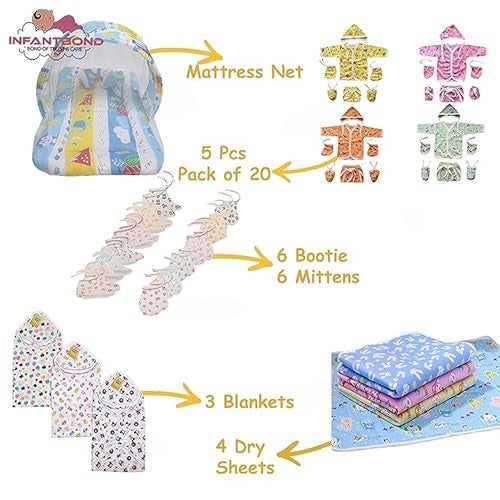 Infantbond 40 In 1 Baby Products All New Born Combo|Gift Set|Essentials|Hospital Kit|Clothes|Maternity Essentials|Infant Essentials|Baby Shower|Complete Daily Items Combo(0-6 Months) (Blue Fox) - Image 2