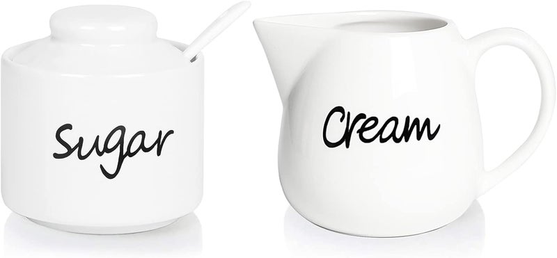 ONTUBE Porcelain Sugar and Creamer Set of 3,White - Image 1