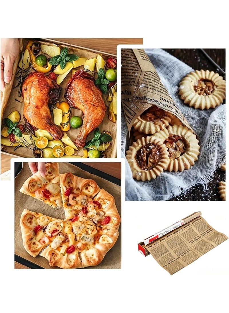 Baking Parchment Paper Roll Non Stick Baking Paper Newspaper Printing Design Food Wrapping Paper for Baking Cookies Bread Pizza Meat and Vegetables - Image 5