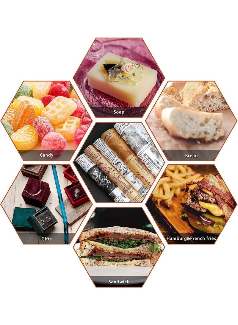 Baking Parchment Paper Roll Non Stick Baking Paper Newspaper Printing Design Food Wrapping Paper for Baking Cookies Bread Pizza Meat and Vegetables - Image 4