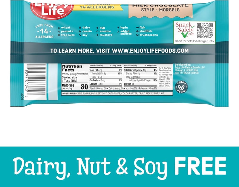 Enjoy Life Ricemilk Baking Morsels - Dairy Free, Gluten Free, Vegan Chocolate Chips, 9 oz - Image 3