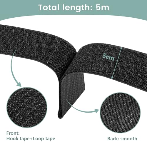 WSZJINB 2In x 16Ft Cable Straps Heavy Duty With 15 Buckles, Black Hook and Loop Straps, Reusable Cable Ties for Organizer or Storage - Image 4
