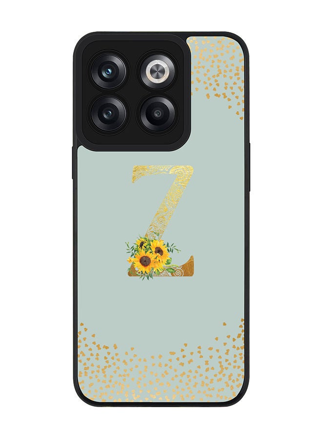 Stylizedd Rugged Black edge case for OnePlus Ace Pro Slim fit Soft Case Flexible Rubber Edges Anti Drop TPU Gel Thin Cover - Custom Monogram Initial Letter Floral Pattern Alphabet - Z (Light Grey ) - Image 1