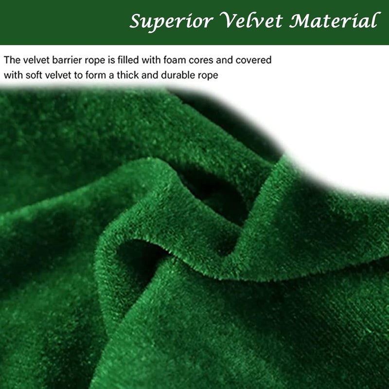 Rope barrier, Crowd Control Ropes Barrier 2 Pack Velvet Rope for Grand Openings, Stanchion Hanging with Hooks(Green,9ft/274cm) - Image 3