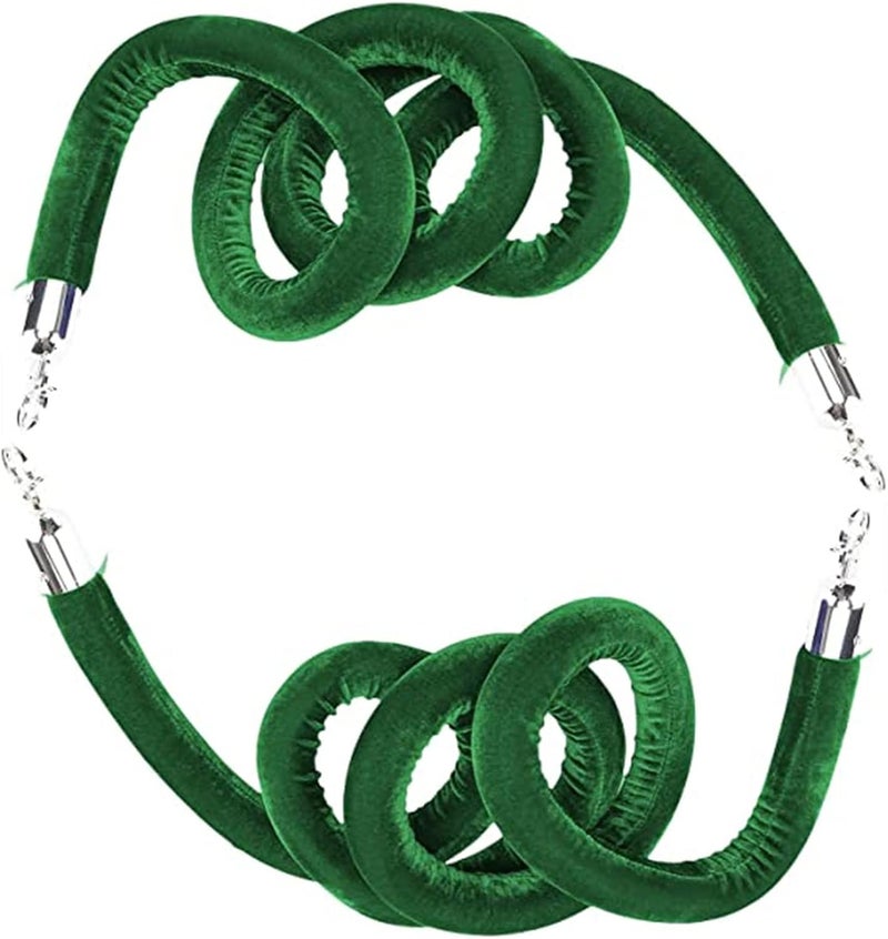 Rope barrier, Crowd Control Ropes Barrier 2 Pack Velvet Rope for Grand Openings, Stanchion Hanging with Hooks(Green,9ft/274cm) - Image 2