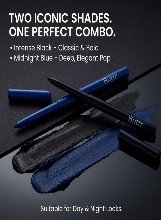 Buttr Midnight & Black Eyepencil Combo Pack of 2, Waterproof, Smudge-Proof, Bold, Long-Lasting Eye Definition. - Image 3