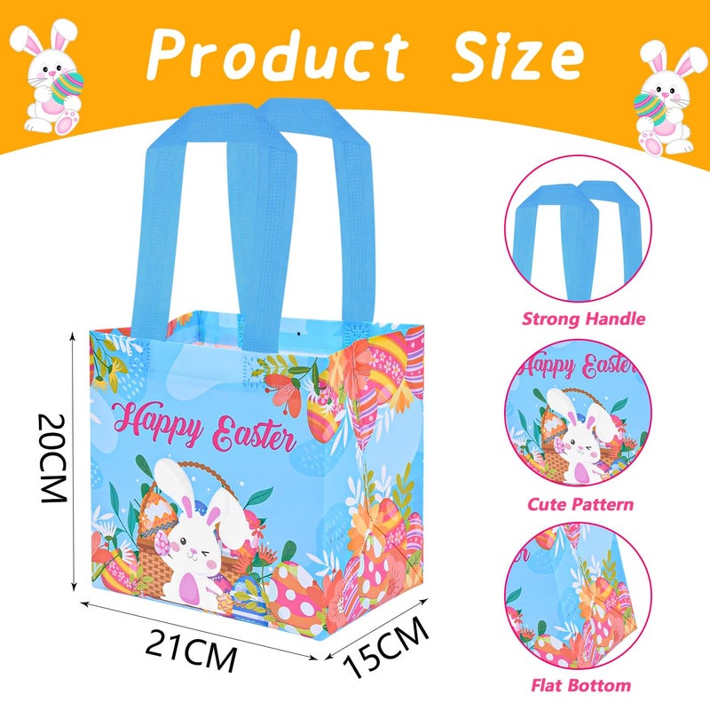 DECHISY 12Pack Easter Bags with Handles for Kids, Bunny Carrot Chick Reusable Easter Egg Hunt Bags, Non-Woven Easter Baskets for Gifts Wrapping, Easter Egg Hunt, Easter Party Favors, 8.3Ã—7.9Ã—5.9inch - Image 2