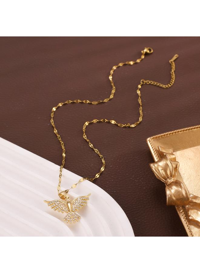 Fashion Phoenix Wings Spreading Necklace Women's Light Luxury All-match High-end Sense Tagram Inlaid Copper Zircon Elegant Necklace 