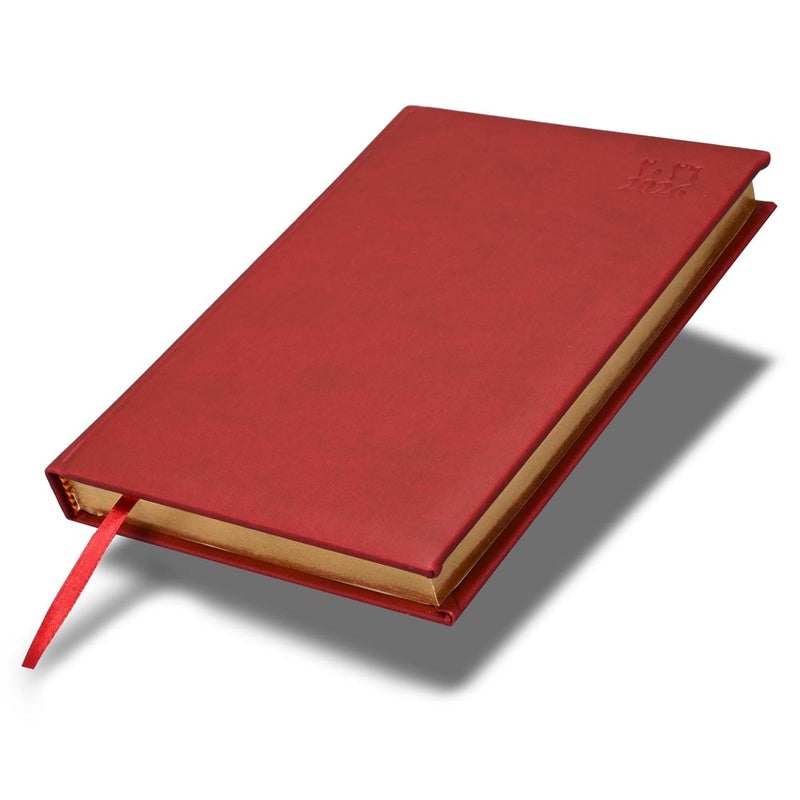 FIS 2026 Golden A5 Diary, 148x210mm, 1 Side Padded Italian PU Cover Materials, Gold Gilded Edges, 1 Day a Page Format, Arabic/English, 70gsm Italian Ivory Paper, Maroon Cover-FSDI20AEG26MR - Image 1