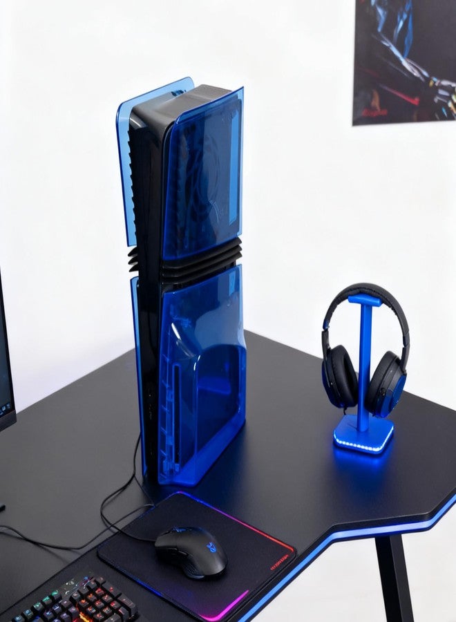 IFEEHE غطاء حماية شفاف لجهاز PS5 Pro Disc Edition، غطاء أمامي صلب شفاف، ملحقات حماية الجهاز (أزرق شفاف) - Image 4