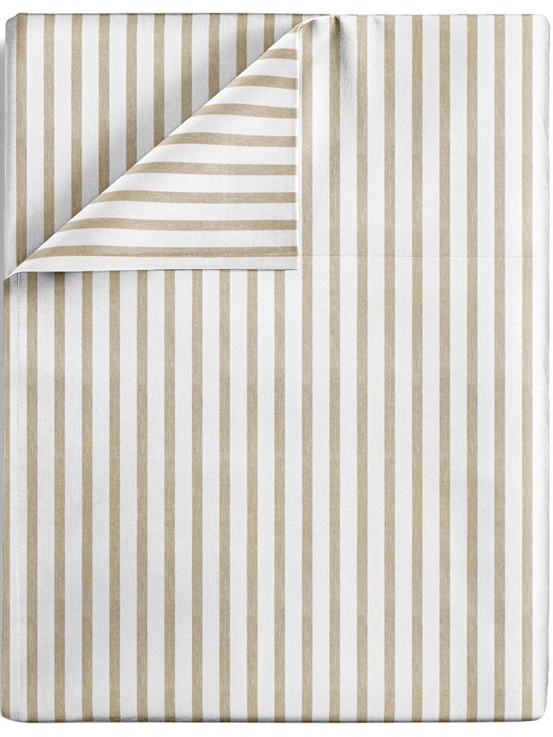 CGK Unlimited Queen Size Flat Bed Sheet - Hotel Luxury Single Flat Sheet Only - Wrinkle Free & Fade Resistant Flat Sheet - Extra Soft  Comfy & Breathable Flat Sheet for Women & Men - Beige Stripes Flat Sheet Only  - Image 1