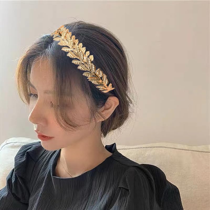 Bridal Headband Leaf Hairband for Women Girls Wedding Headpieces for Bride Bridesmaid Greek Goddess Headbands for Wedding Prom Tiaras for Teen Girls