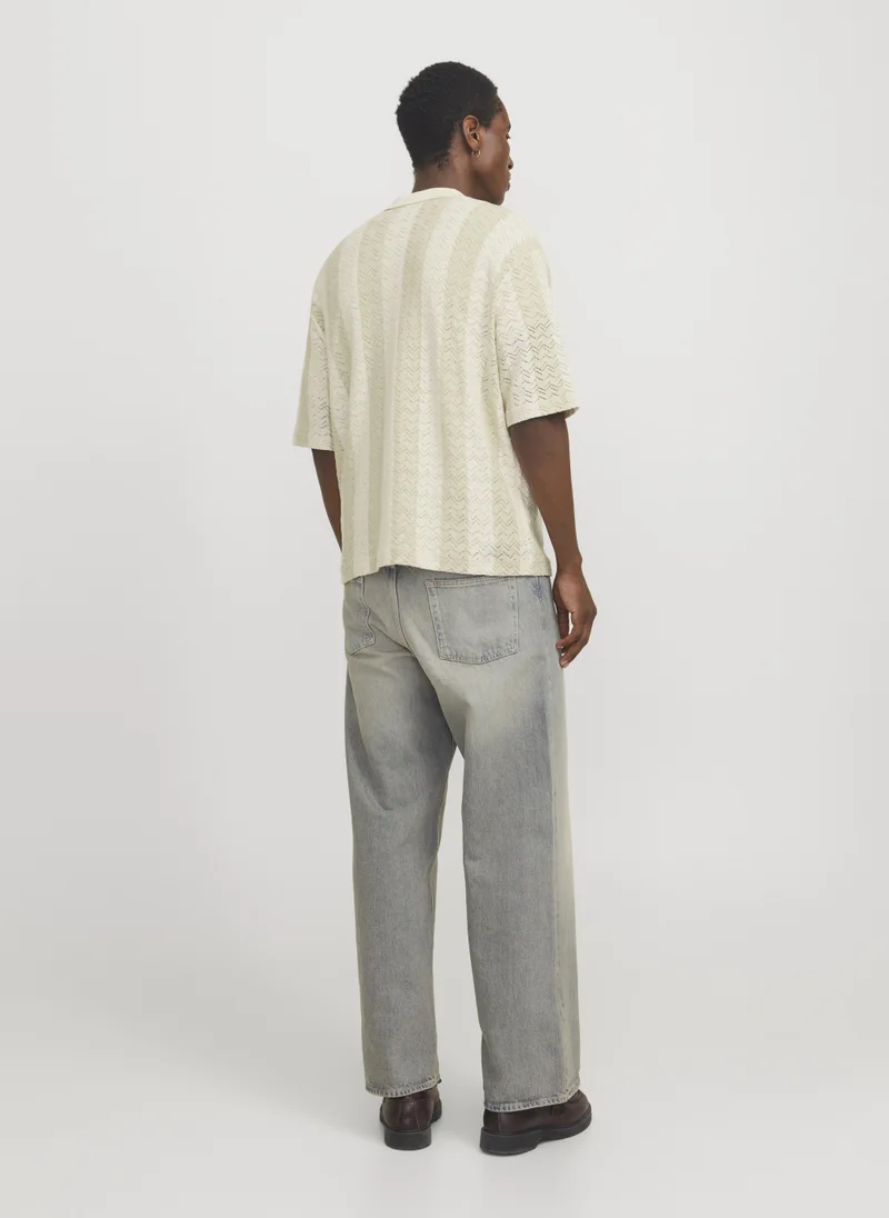 JACK & JONES Sea Salt Knitted Short Sleeve Shirt for Men | Best Price UAE