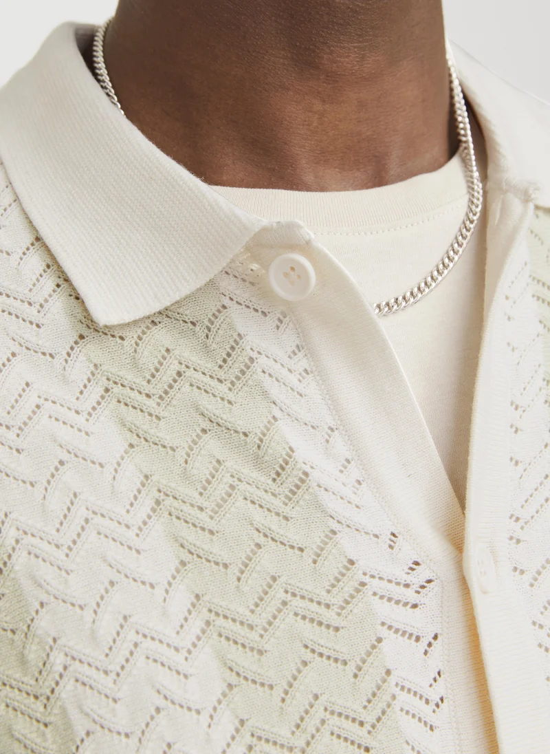 JACK & JONES Sea Salt Knitted Short Sleeve Shirt for Men | Best Price UAE