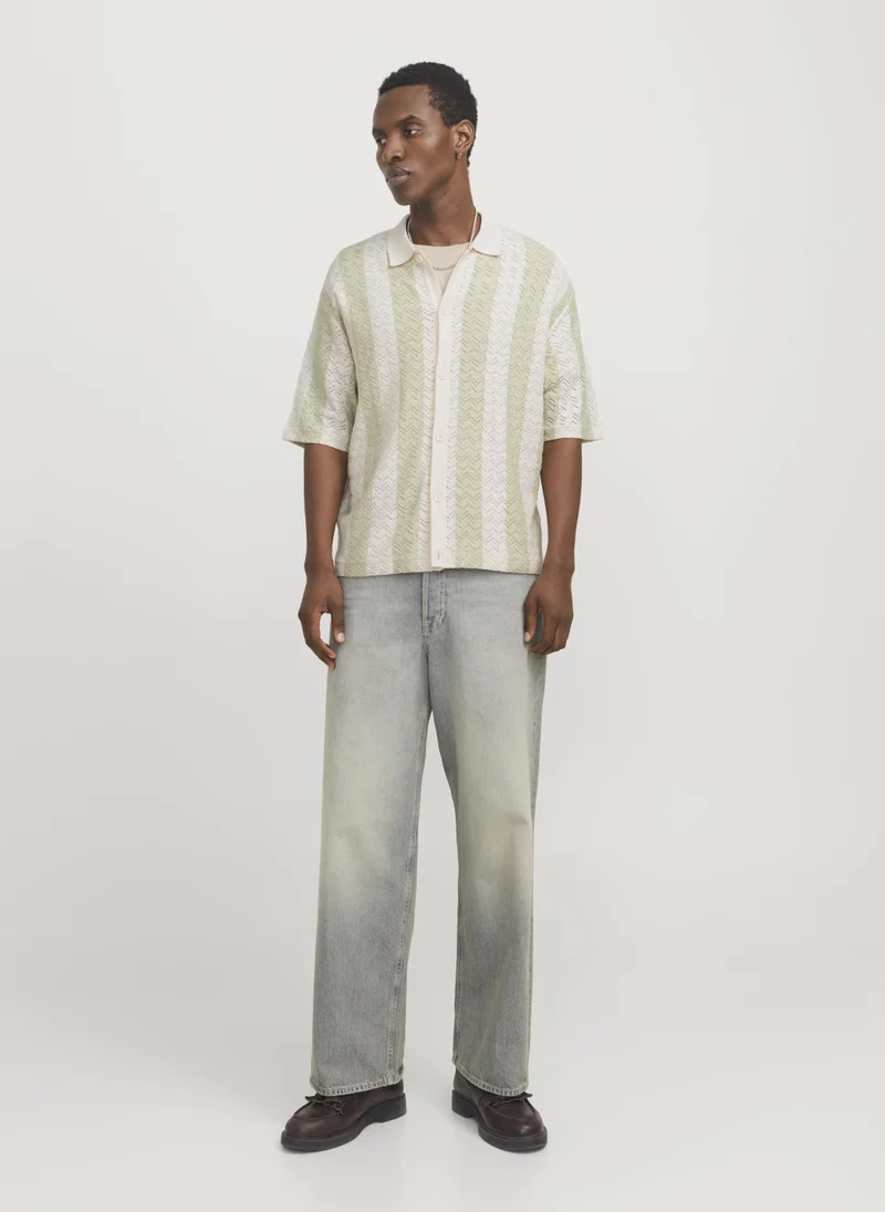JACK & JONES Sea Salt Knitted Short Sleeve Shirt for Men | Best Price UAE