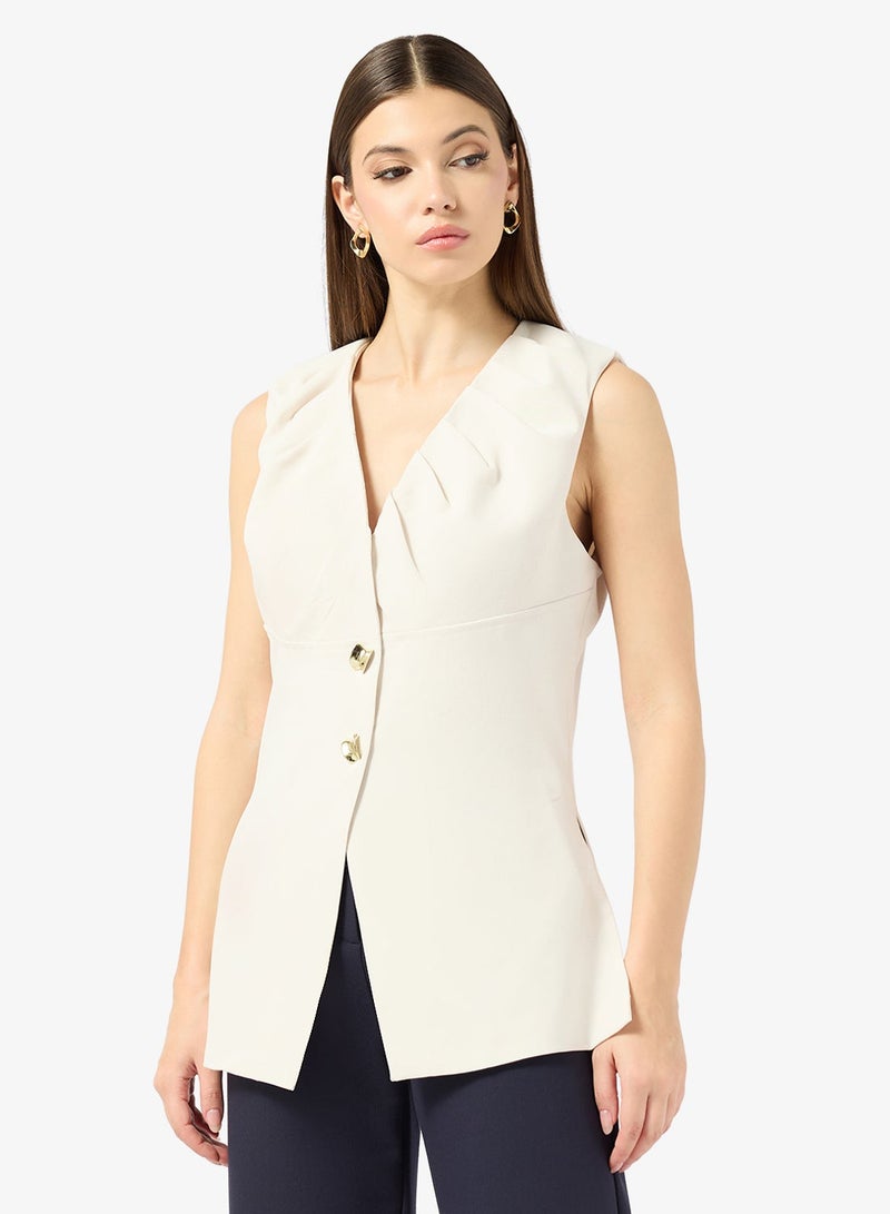 ELLA Sleevelees Top With Pleat Detail - Image 3