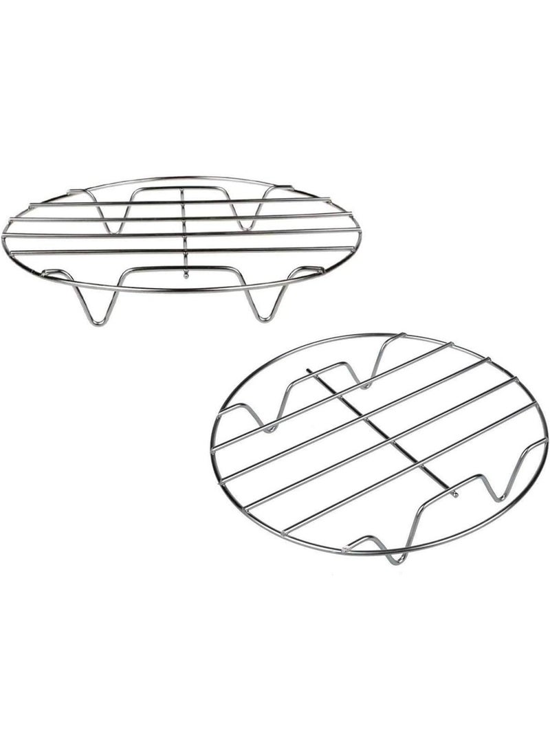 Sets Stainless Steel Round Steamer Rack and Cooling Rack Wire Baking Steaming Rack Stand for Air Fryer Instant Pot Pressure Cooker Canning(20cm x2) - Image 1