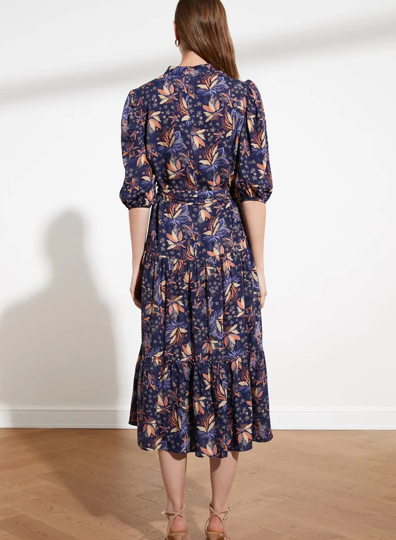trendyol Floral Print Pleated Dress