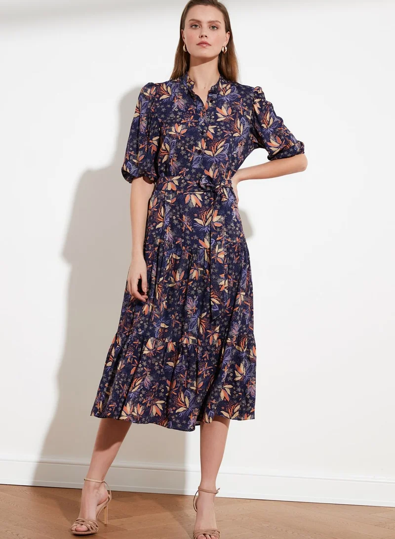 trendyol Floral Print Pleated Dress
