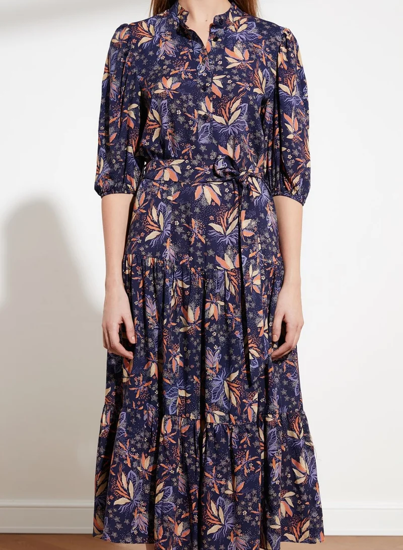 trendyol Floral Print Pleated Dress