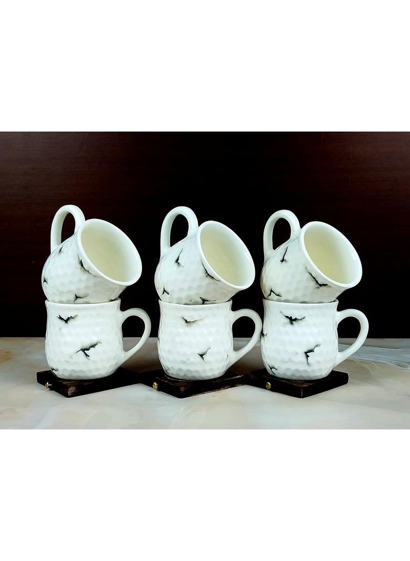 MOODY PANDA MOODY PANDA Golf Ball Series Cup Set of 6 Cups Set Tea Cups Ceramic Cups 150 ml Made in India Colorful Cups Coffee Cups Kullad Cups with Handle  - Image 2