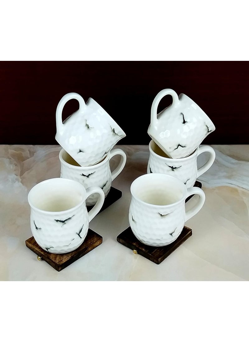 MOODY PANDA MOODY PANDA Golf Ball Series Cup Set of 6 Cups Set Tea Cups Ceramic Cups 150 ml Made in India Colorful Cups Coffee Cups Kullad Cups with Handle  - Image 3