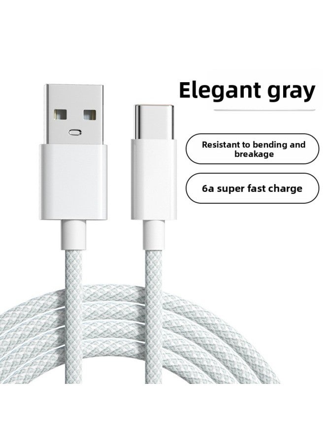Anonymous Type-c Data Line Tpyec Super Fast Charging 5a Charging Line Tpc Mobile Phone Line 6a Flash Charging Applicable To China-Color:Type-c Braided Gray [6a Super Fast Charge] 120w- 1m -3 Pack  - Image 1