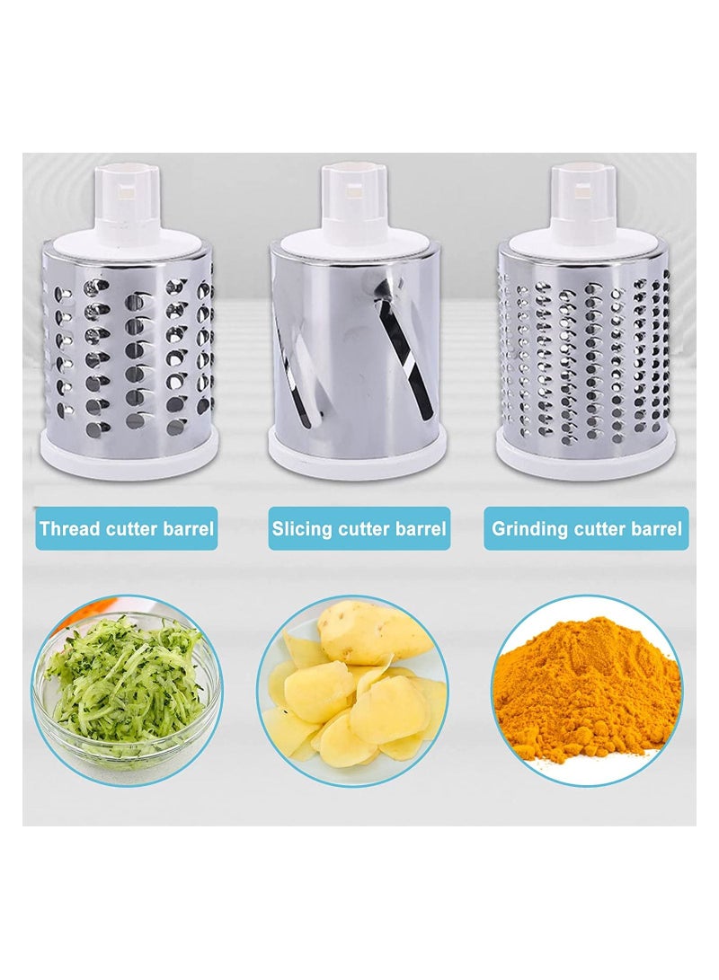 Rotary Cheese Grater Kitchen Mandoline Vegetables Drum Slicer Cheese Shredder with Rubber Suction Base, 3 Stainless Drum Blades Included, Easy to Use and Clean  - Image 3