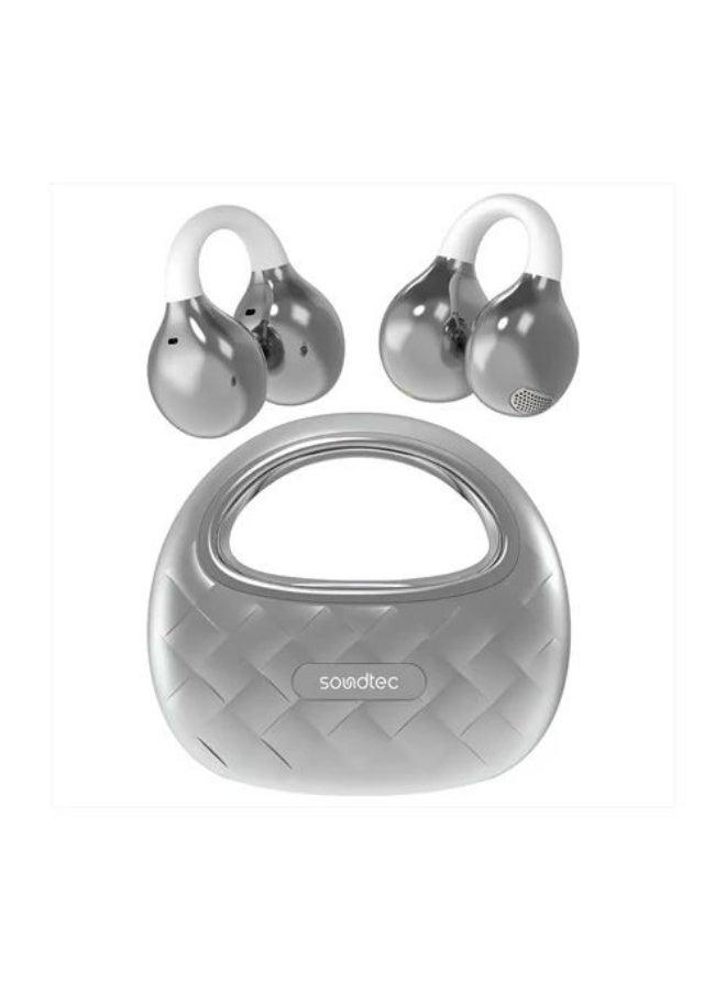سماعات أذن لاسلكية Soundtec Vogue بتصميم مفتوح ولون فضي