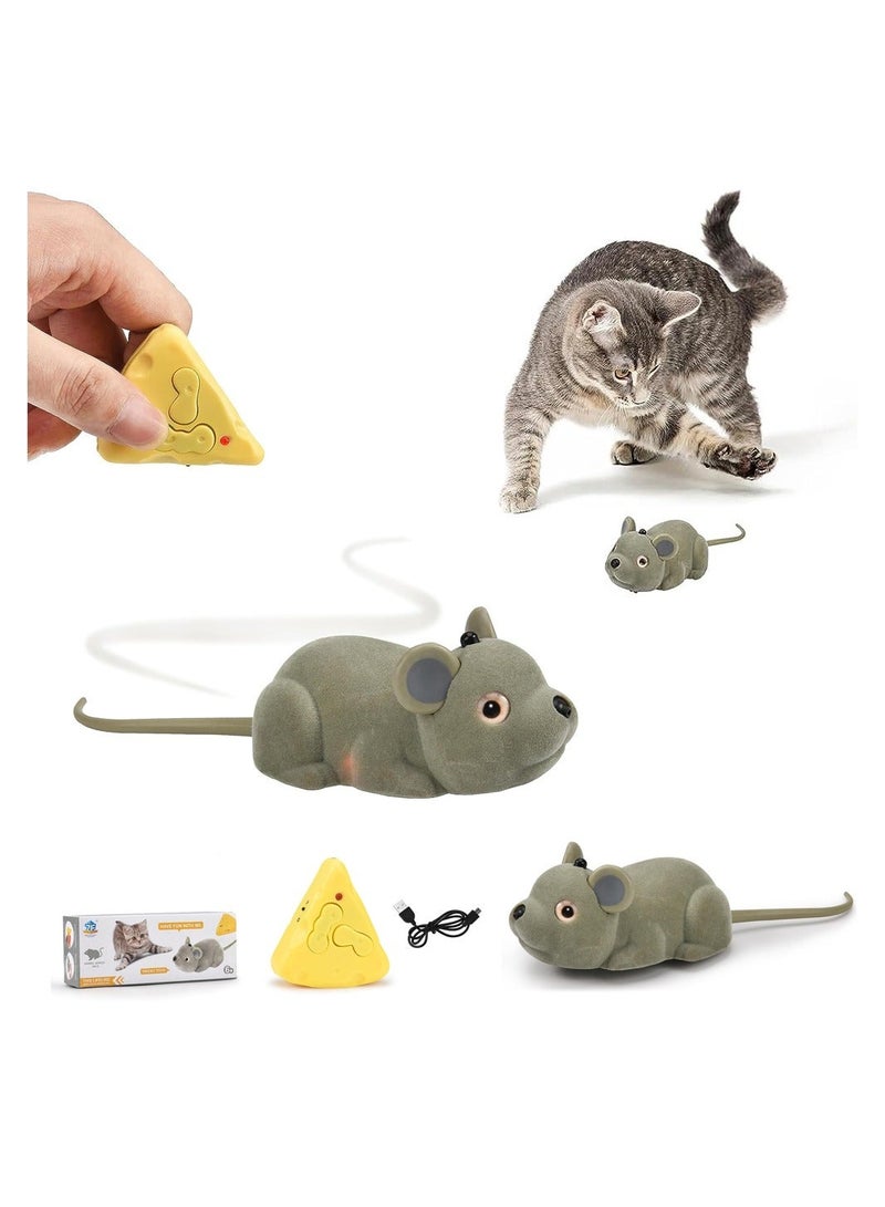 Interactive Cat Toy Mouse,  Remote Control Infrared Induction Simulation Mouse, USB Rechargeable, Wireless Electronic Mice Pet Toy for Kitten Indoor/Outdoor Exercise, and Chase and Exercise  - Image 1