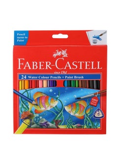 Faber-Castell Water Color Pencils with Paint Brush - Pack of 24 (Assorted)