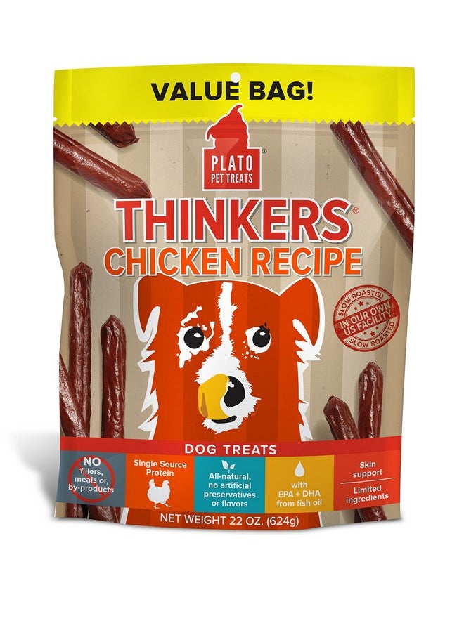 بلاتو مكافآت الحيوانات الأليفة الطبيعية من Plato Pet Treats، دجاج، 22 أونصة  - Image 1