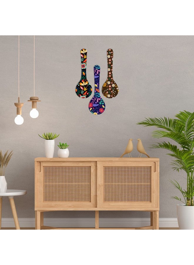 آرتفيب حامل حائط خشبي من Artvibes Madhubani Art للمنزل | المكتب | غرفة المعيشة | هدية | عناصر ديكور حديثة | ديكور حائط المطبخ | عناصر ديكور منزلي معلقة (Wh_5001N)، مجموعة من 3 قطع - Image 2
